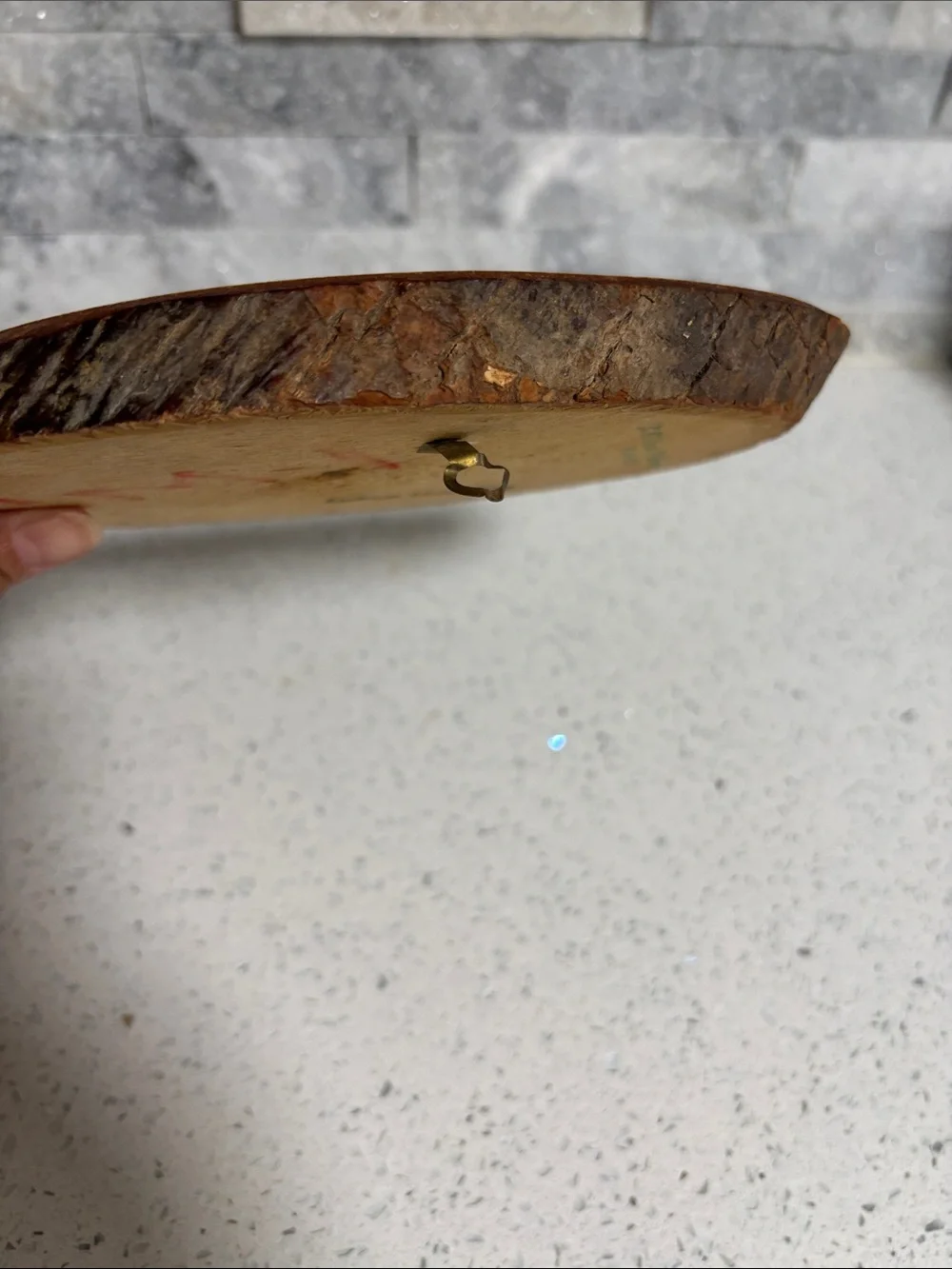VTG 70’s Rustic Yellow Mushroom & Mouse Oval Wood Slice Decoupage Wall Plaque